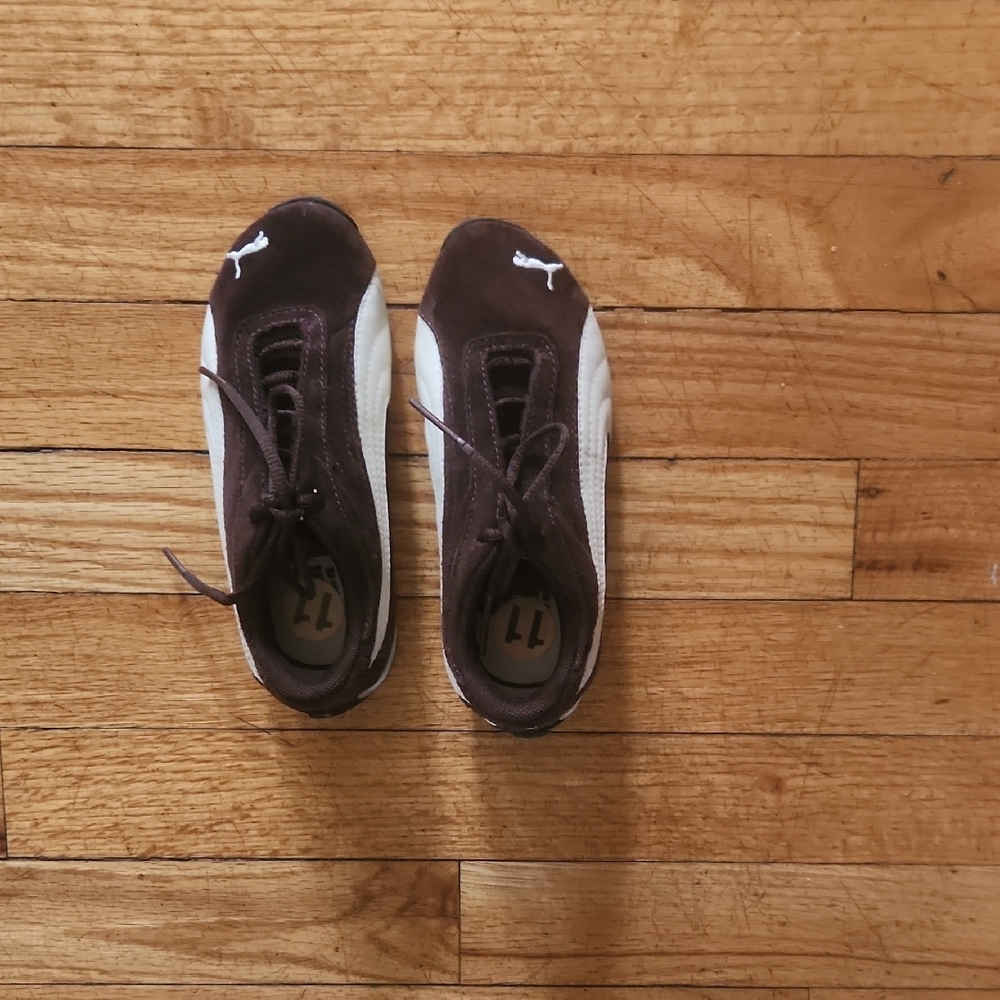 Brown and White Sneakers with Logo